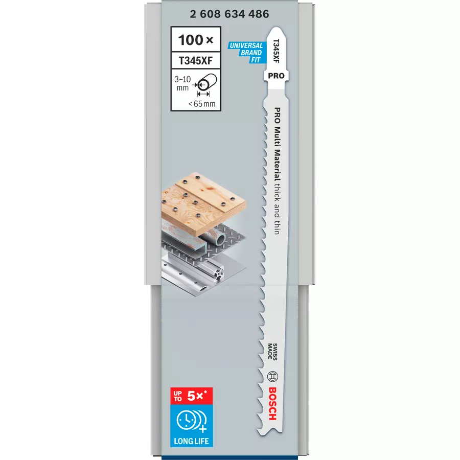 Lame scie sauteuse PRO Multi Material thick and thin T345XF BOSCH